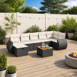 8 Piece Garden Sofa Set Outdoor Patio Furniture with Cushions Black