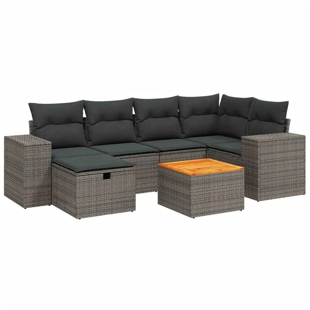 7 Piece Garden Sofa Set Outdoor Patio Furniture Grey Poly Rattan Modular with