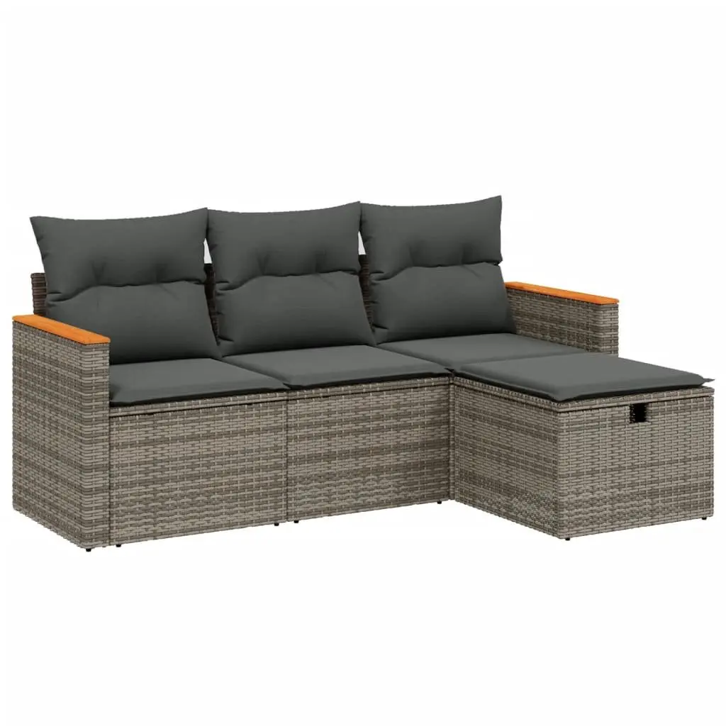 4 Piece Garden Sofa Set Outdoor Patio Furniture Grey Cushioned Lounger Recliner