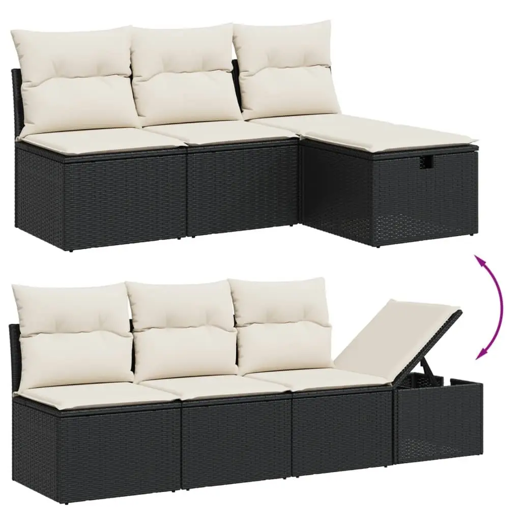 7 Piece Garden Sofa Set with Cushions Black Outdoor Patio Furniture Modular