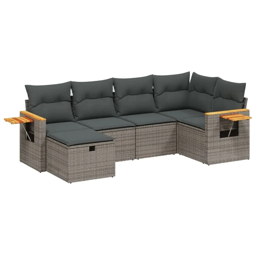 Outdoor Garden Sofa Set 6 Piece Modular Patio Furniture with Cushions Grey
