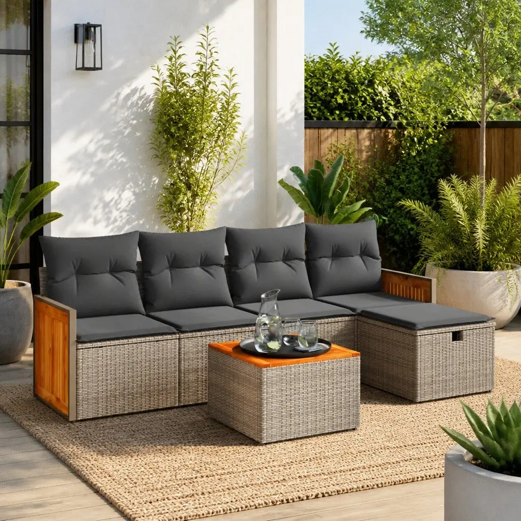 6 Piece Garden Sofa Set Outdoor Furniture Patio Lounge Sectional with Cushions