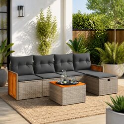 6 Piece Garden Sofa Set Outdoor Furniture Patio Lounge Sectional with Cushions