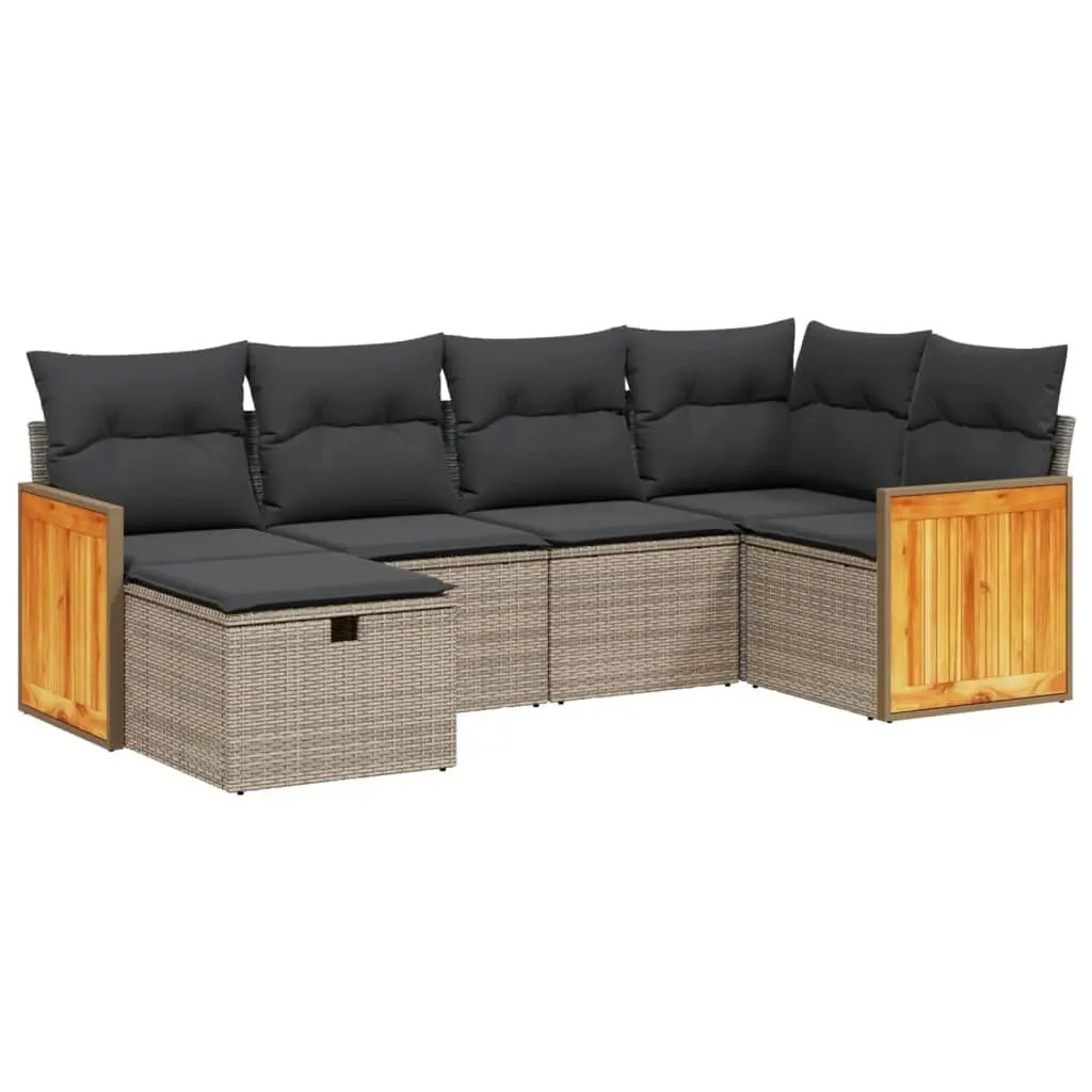 Garden Sofa Set 6 Piece Outdoor Furniture Patio Sectional Grey Cushions Modular