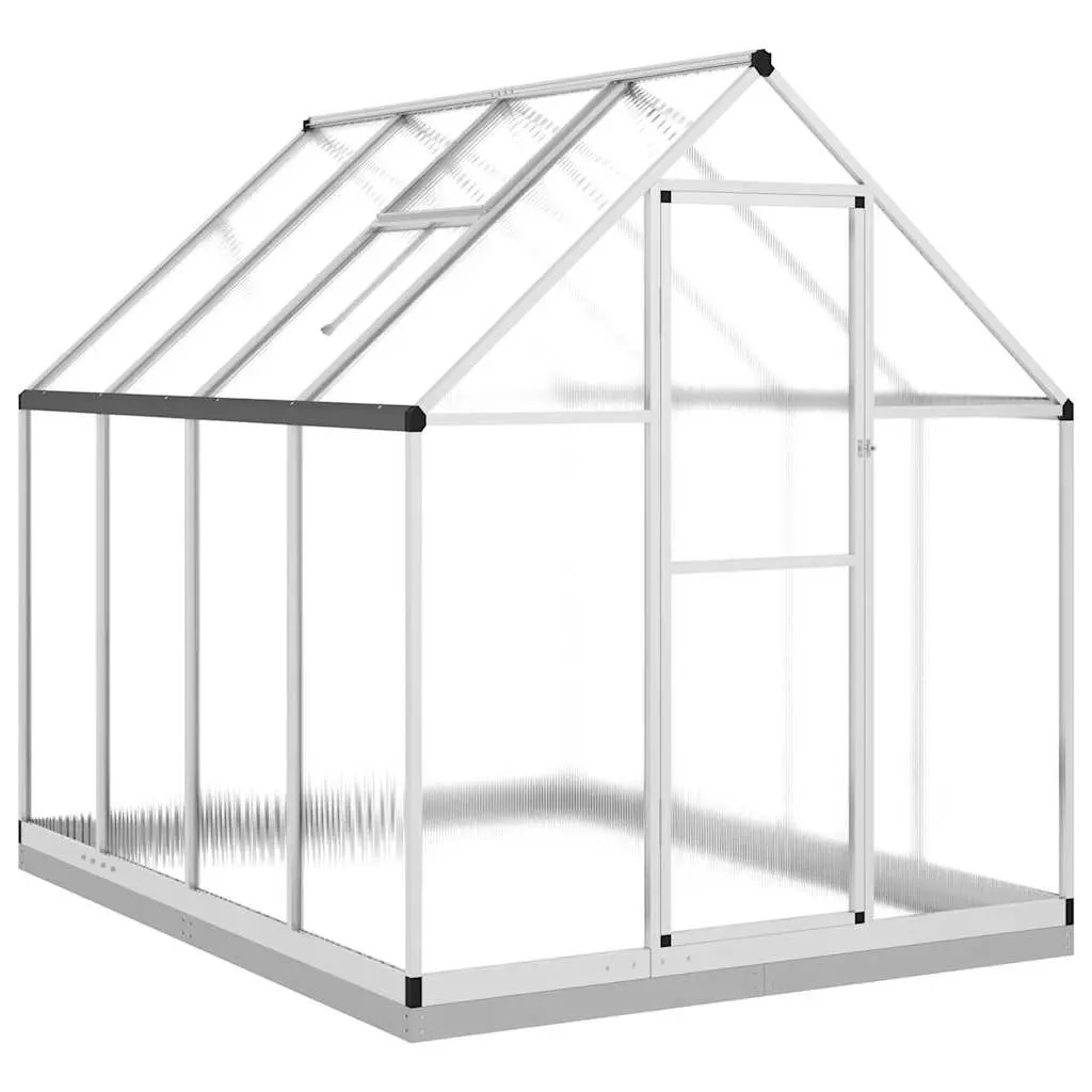 Greenhouse with Base Frame Silver 224x169x202cm Walk-in Garden Polycarbonate