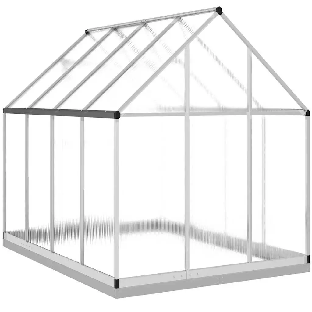 Greenhouse with Base Frame Silver 224x169x202cm Walk-in Garden Polycarbonate
