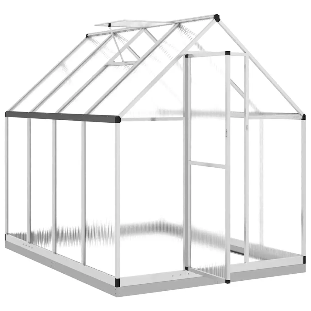 Greenhouse with Base Frame Silver 224x169x202cm Walk-in Garden Polycarbonate