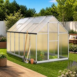 Greenhouse with Base Frame Silver 334x169x202 cm Walk-In Garden Plant Growing