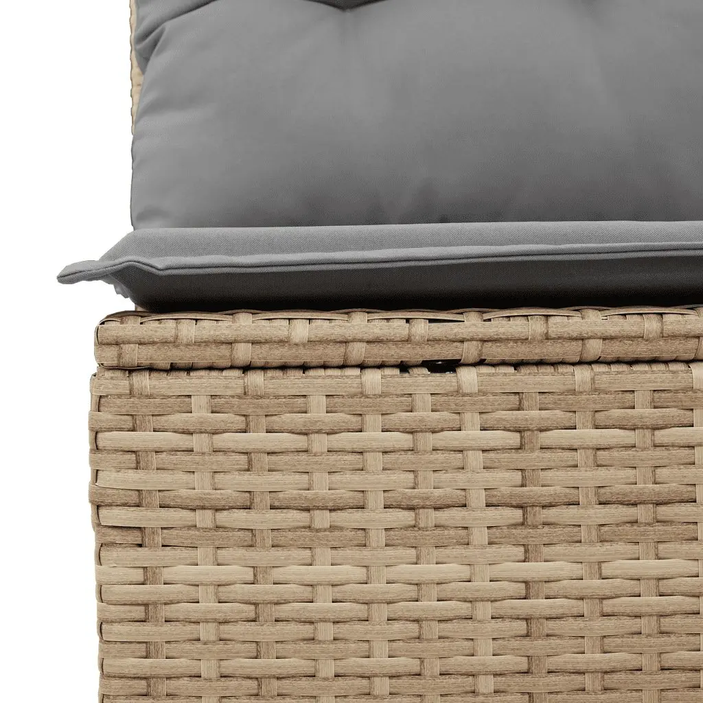 7 Piece Outdoor Garden Sofa Set Beige Poly Rattan Patio Furniture with Cushions