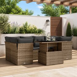Garden Sofa Set 7 Piece Outdoor Furniture Patio Grey Poly Rattan Adjustable