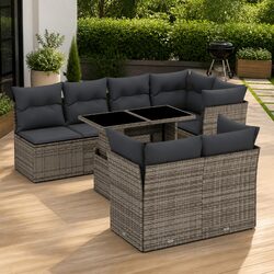 Garden Sofa Set 8 Piece Outdoor Furniture Grey Modular Adjustable Table Cushions