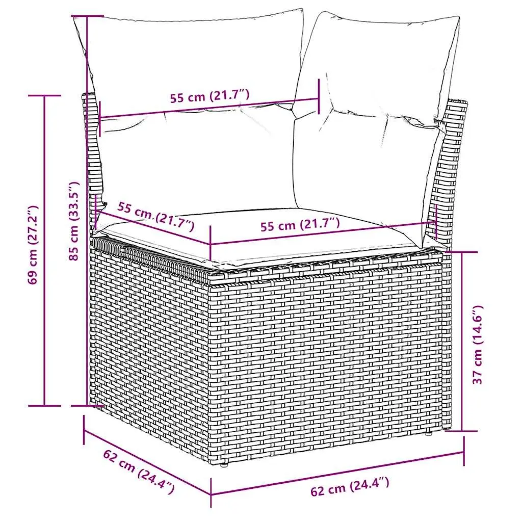 7 Piece Garden Sofa Set Outdoor Furniture Patio Black Poly Rattan Cushions