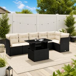7 Piece Garden Sofa Set with Adjustable Dining Table Outdoor Patio Furniture