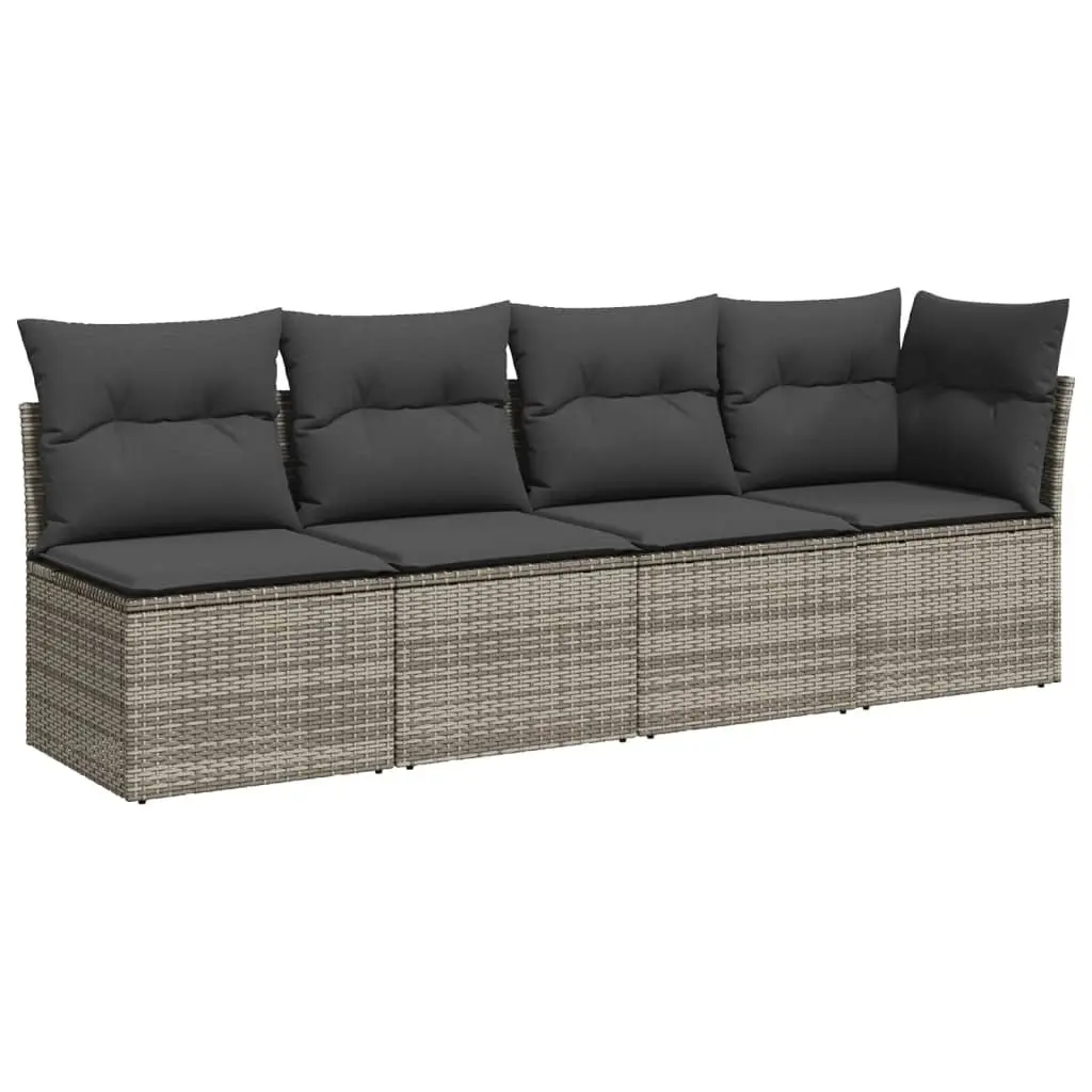 7 Piece Garden Sofa Set Grey Poly Rattan Outdoor Furniture Patio Lounge Cushions