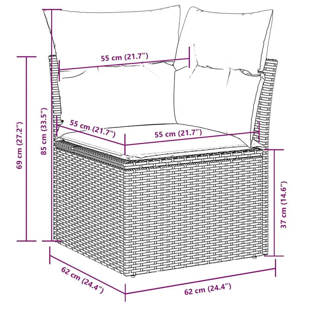 7 Piece Garden Sofa Set Outdoor Patio Furniture Black Poly Rattan with Cushions