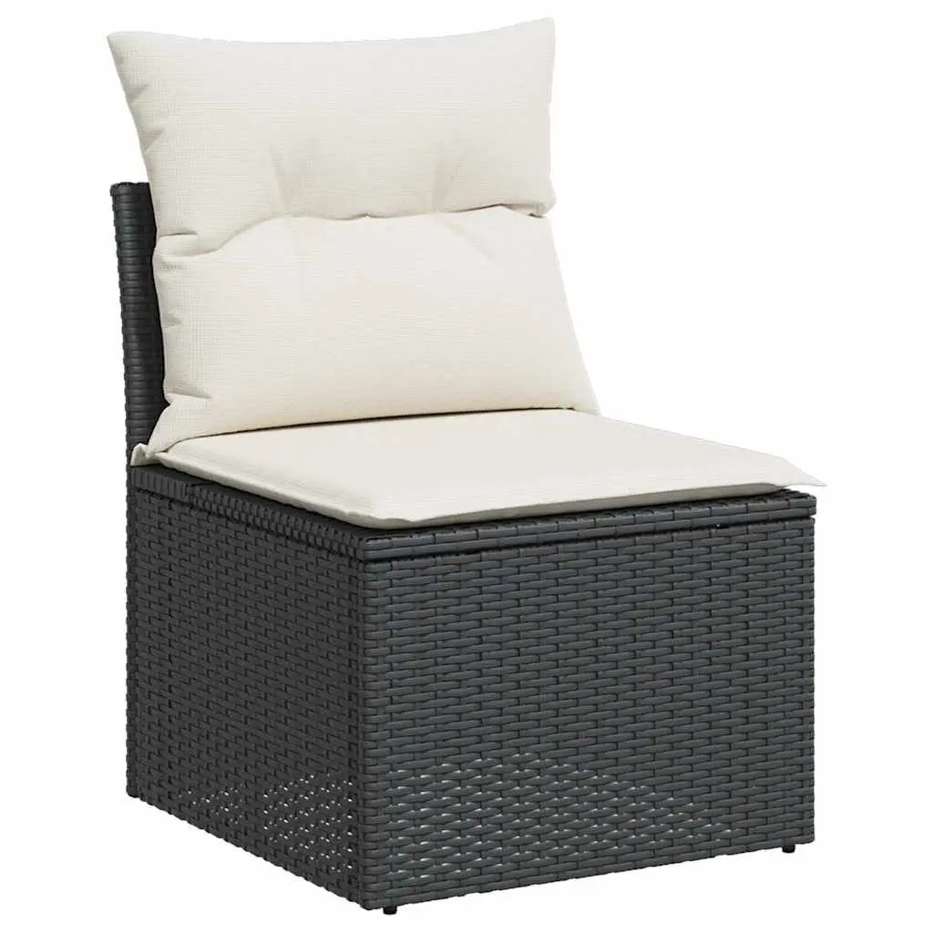 7 Piece Garden Sofa Set Outdoor Furniture Black Poly Rattan with Cushions Patio