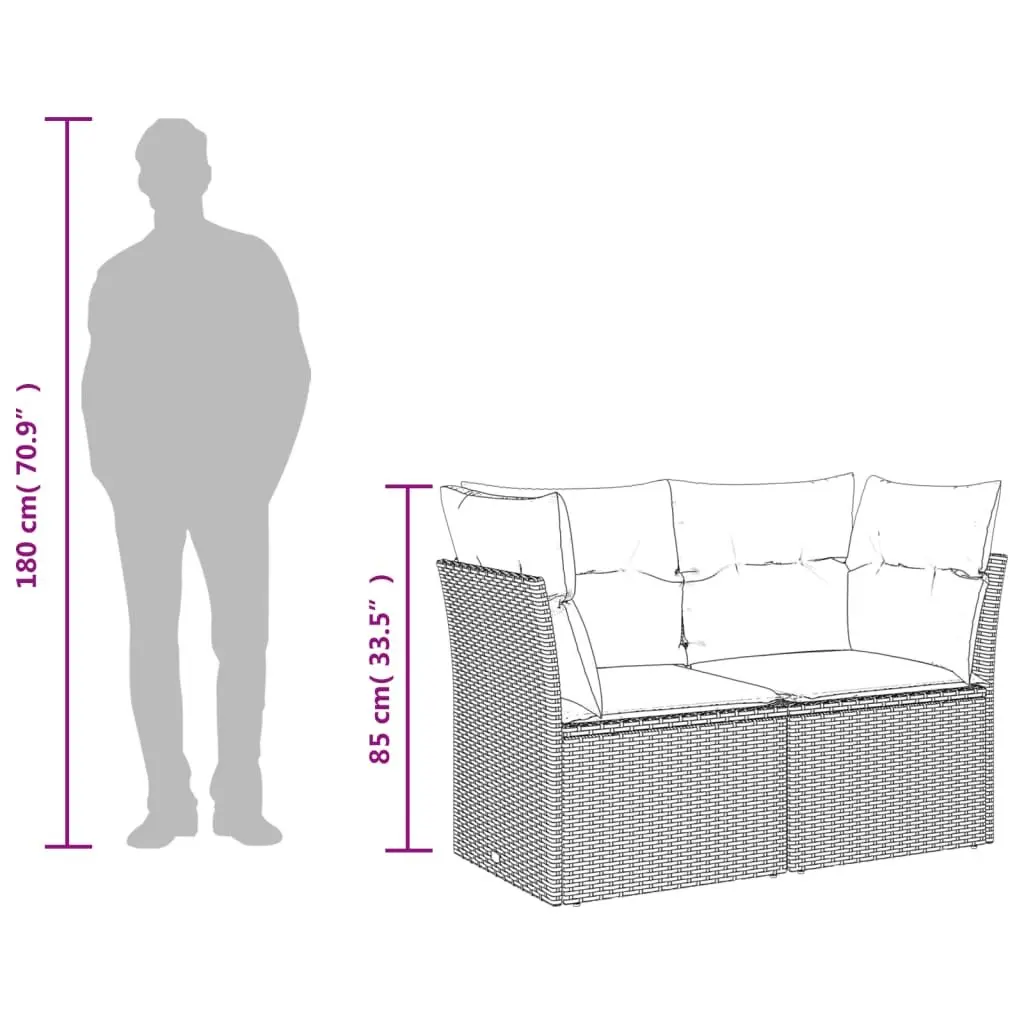 7 Piece Garden Sofa Set Outdoor Furniture with Cushions Grey Poly Rattan Patio