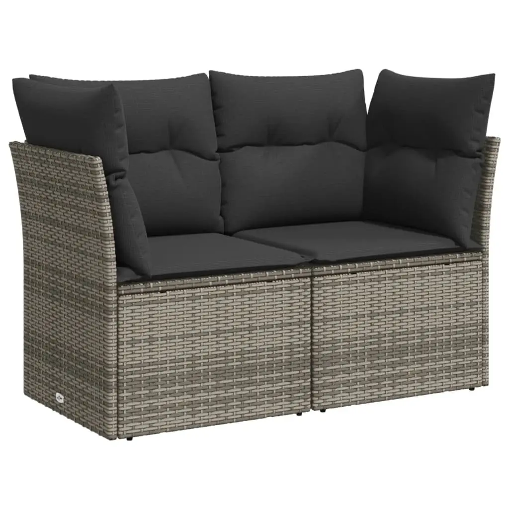 7 Piece Garden Sofa Set Outdoor Furniture with Cushions Grey Poly Rattan Patio
