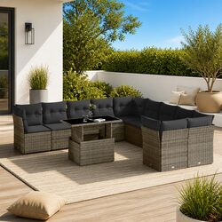 Garden Sofa Set 11 Piece Outdoor Furniture Patio Lounge Grey Poly Rattan Modular
