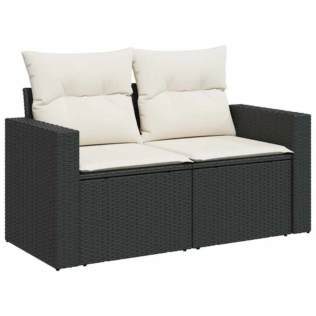 7 Piece Garden Sofa Set with Cushions Black Outdoor Furniture Patio Rattan
