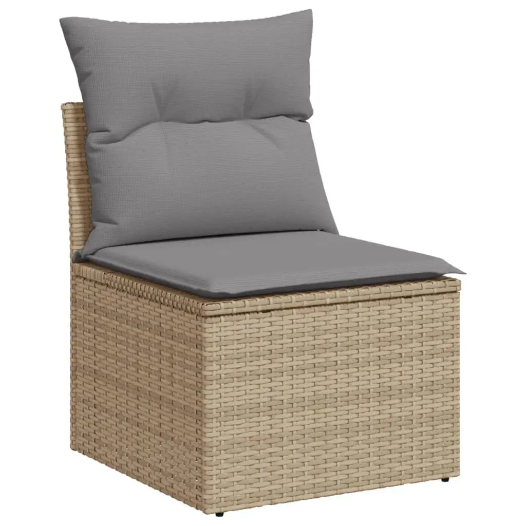 7 Piece Outdoor Garden Sofa Set with Adjustable Dining Table Beige Cushions