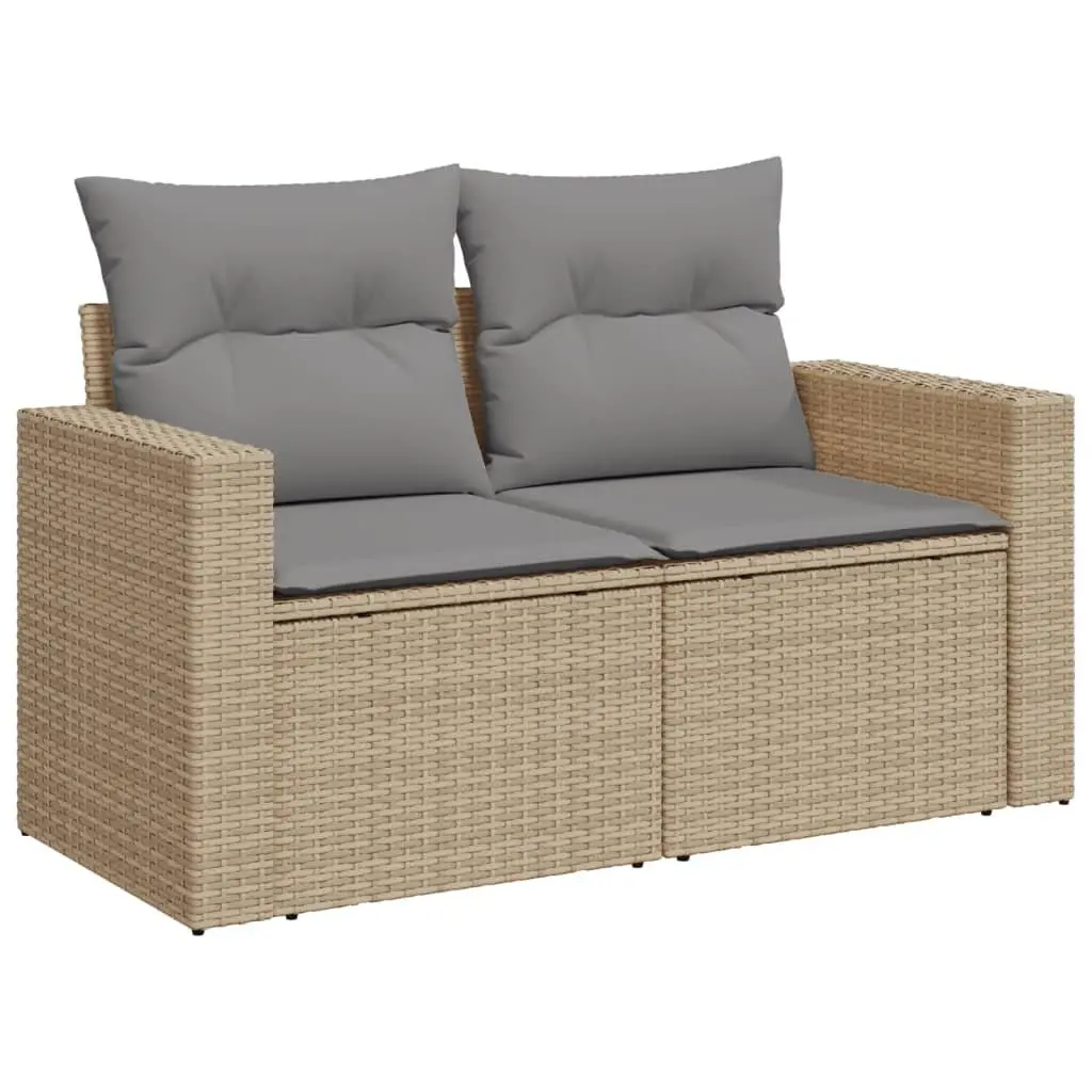 7 Piece Outdoor Garden Sofa Set with Adjustable Dining Table Beige Cushions