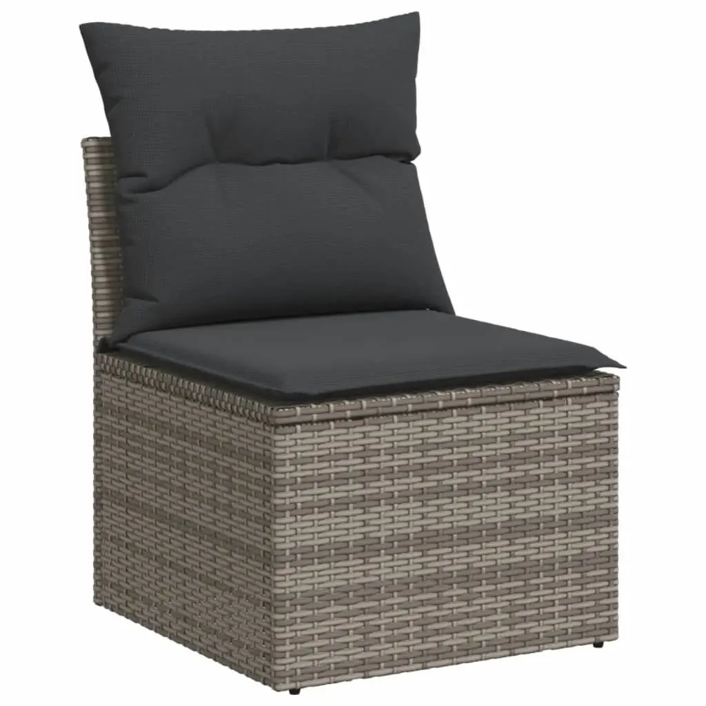 7 Piece Garden Sofa Set Grey Poly Rattan Outdoor Furniture with Cushions Patio