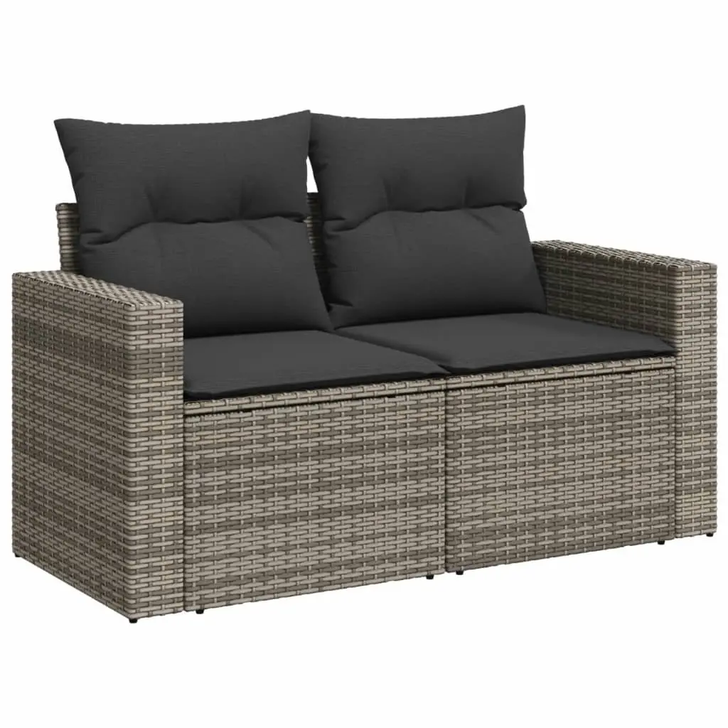 7 Piece Garden Sofa Set Grey Poly Rattan Outdoor Furniture with Cushions Patio