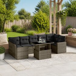 Garden Sofa Set 8 Piece Outdoor Furniture Patio Grey Poly Rattan Modular Seating