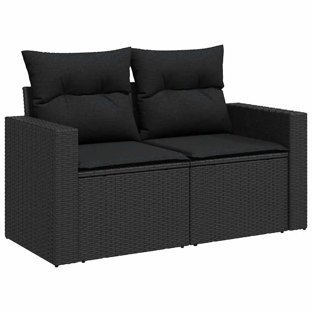5 Piece Garden Sofa Set Outdoor Furniture Patio Lounge Black Poly Rattan