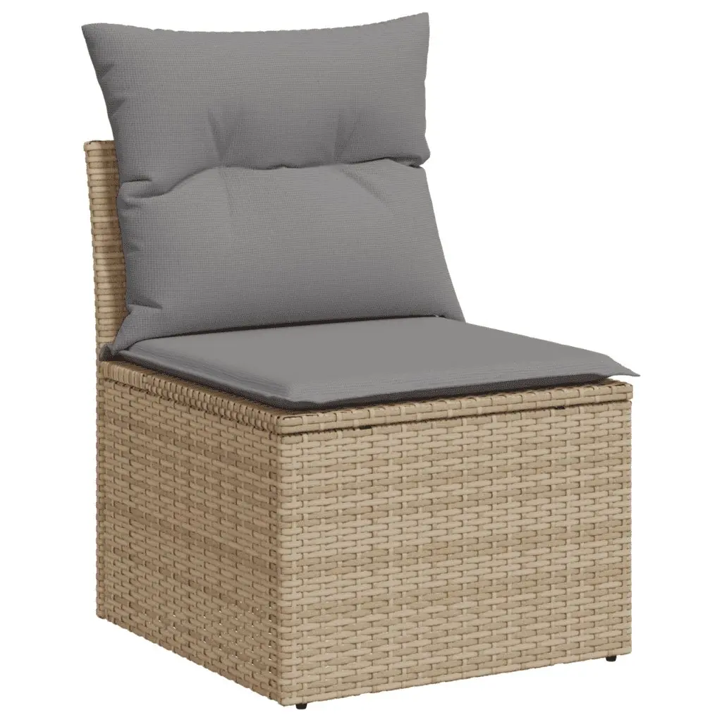 7 Piece Garden Sofa Set Beige Outdoor Furniture Patio Rattan with Cushions