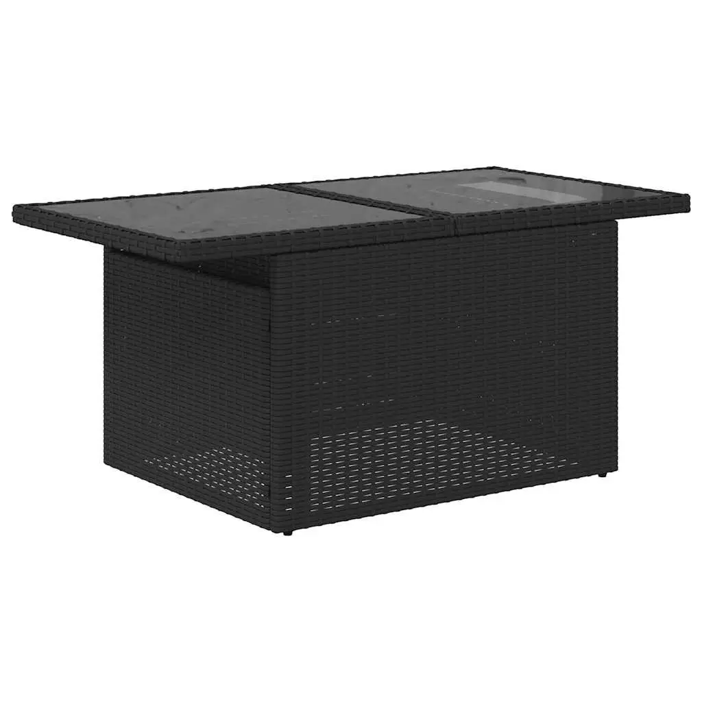 7 Piece Outdoor Garden Sofa Set Black Poly Rattan Patio Furniture with Cushions