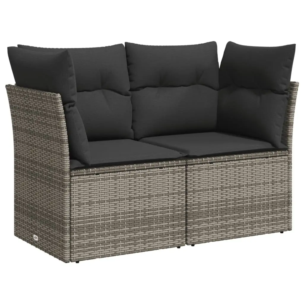 7 Piece Grey Poly Rattan Garden Sofa Set with Cushions Outdoor Patio Furniture