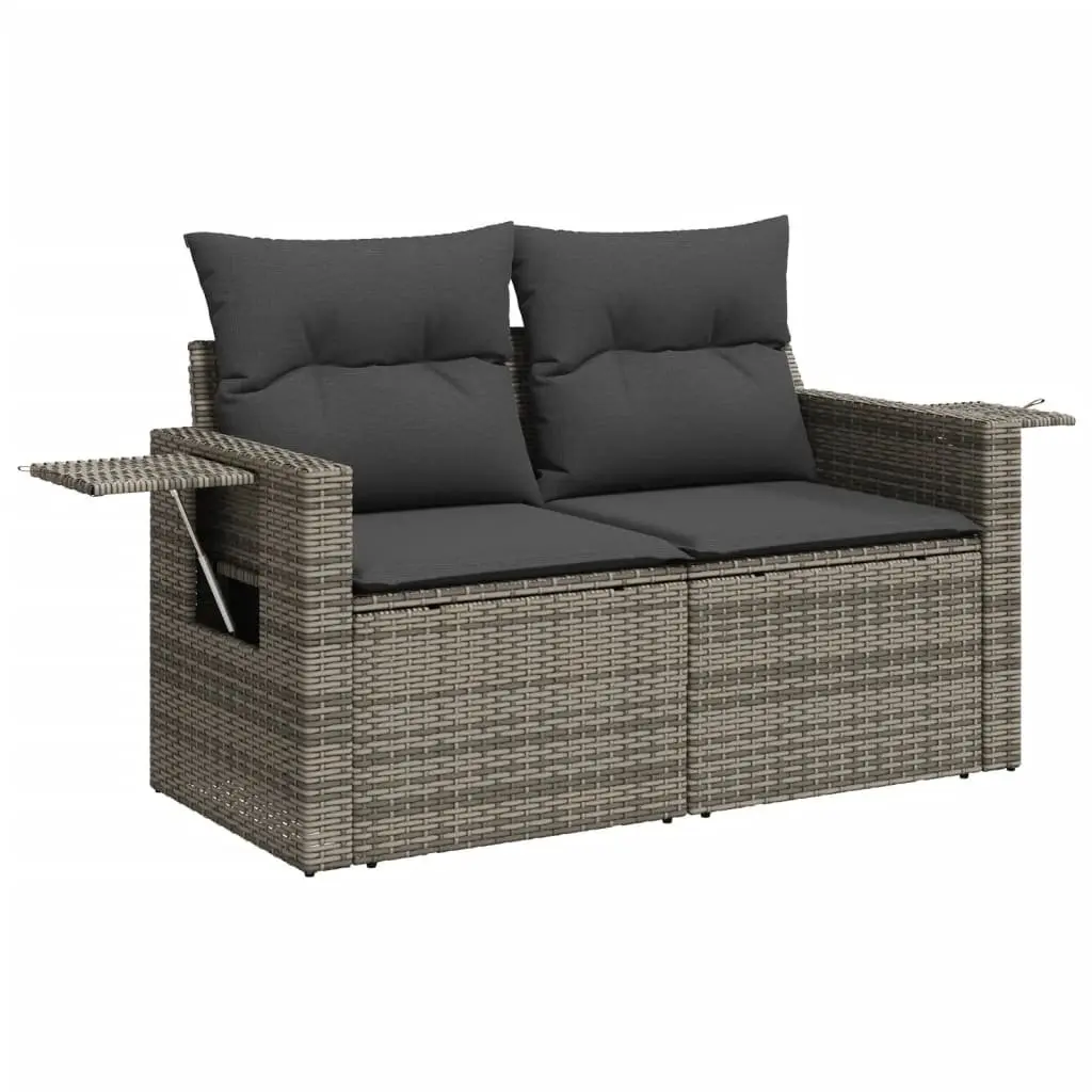 7 Piece Grey Poly Rattan Garden Sofa Set with Cushions Outdoor Patio Furniture