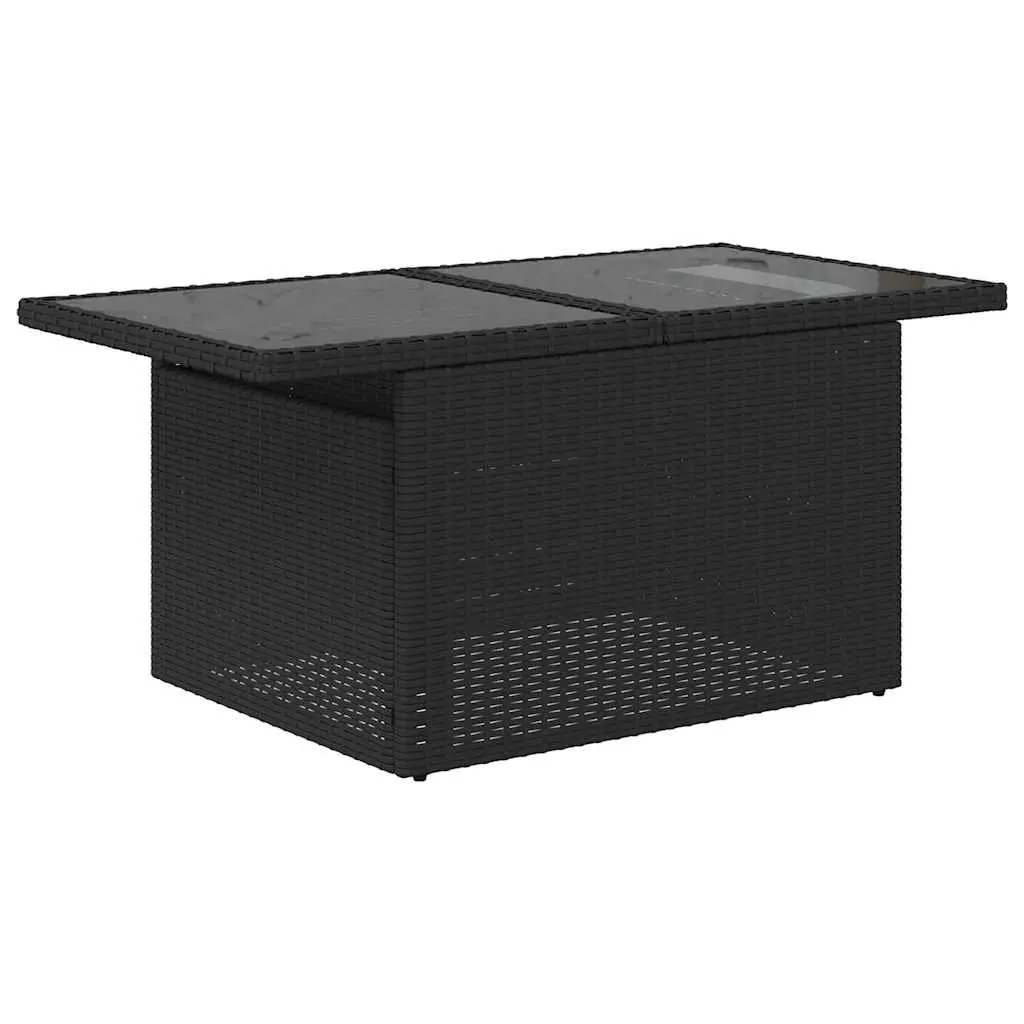 7 Piece Outdoor Garden Sofa Set Black Poly Rattan Patio Furniture with Cushions