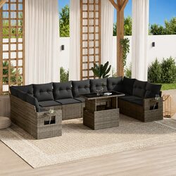Garden Sofa Set 11 Piece Outdoor Furniture Patio Rattan Modular with Cushions