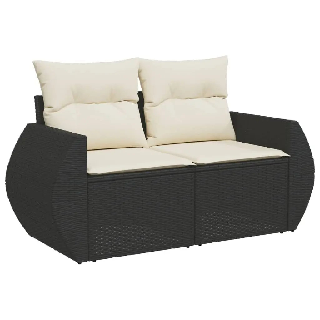 5 Piece Garden Sofa Set Outdoor Patio Furniture Black Poly Rattan Adjustable