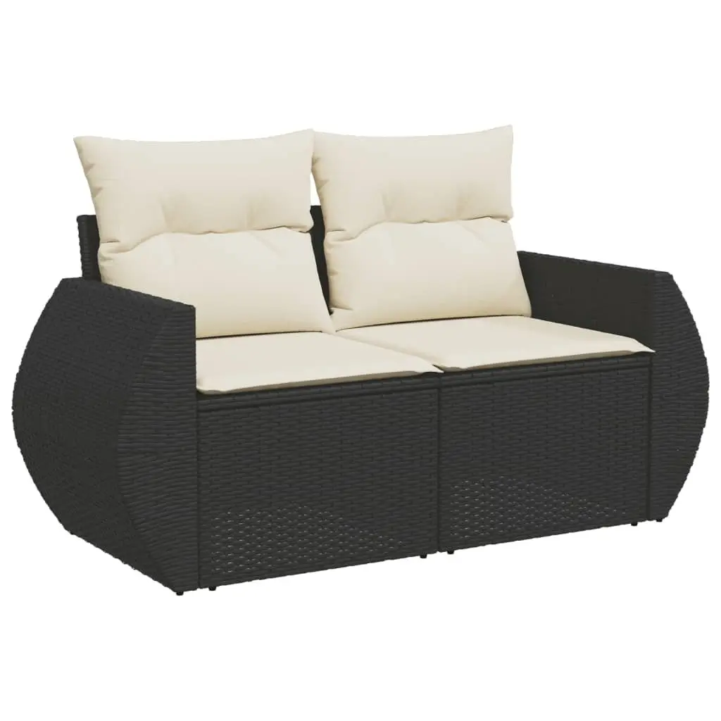 6 Piece Garden Sofa Set Black Poly Rattan Outdoor Patio Furniture with Cushions