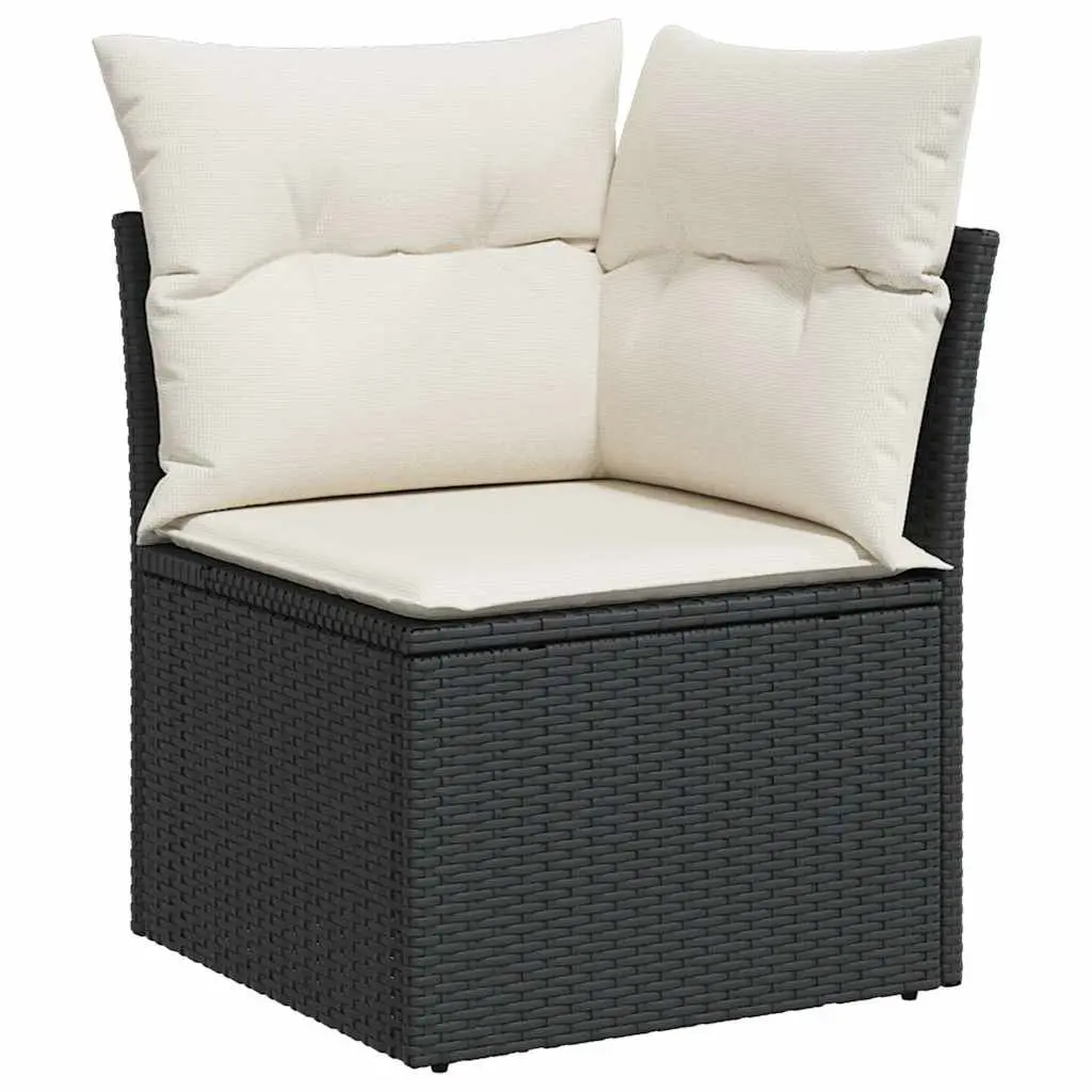7 Piece Outdoor Garden Sofa Set Black PE Rattan Patio Furniture Cushions