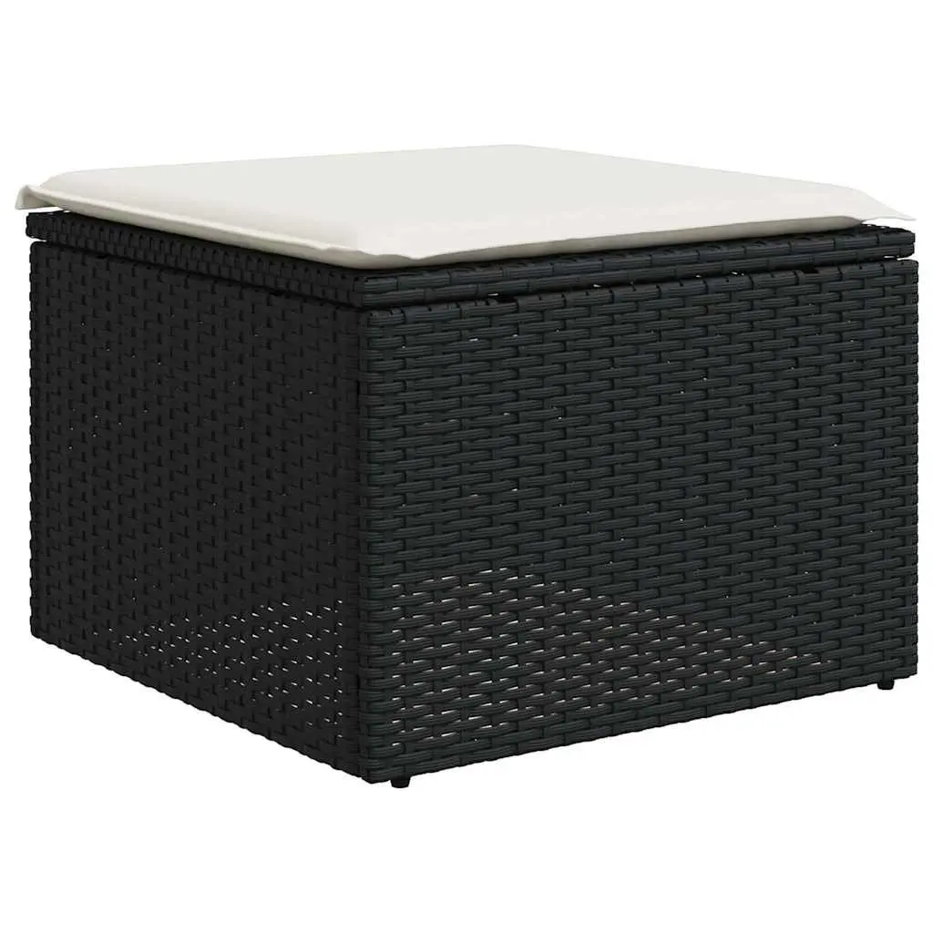 7 Piece Outdoor Garden Sofa Set Black PE Rattan Patio Furniture Cushions