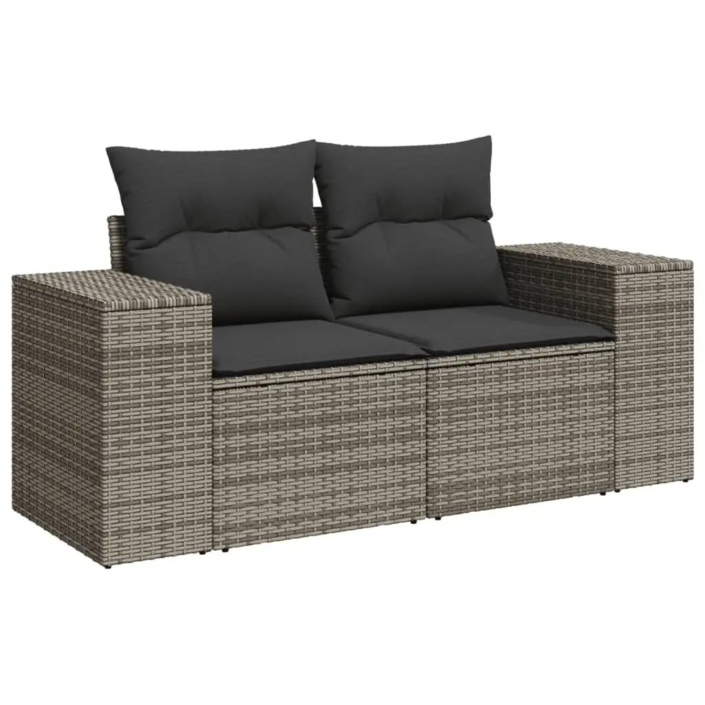 6 Piece Outdoor Garden Sofa Set with Cushions Grey Poly Rattan Patio Furniture
