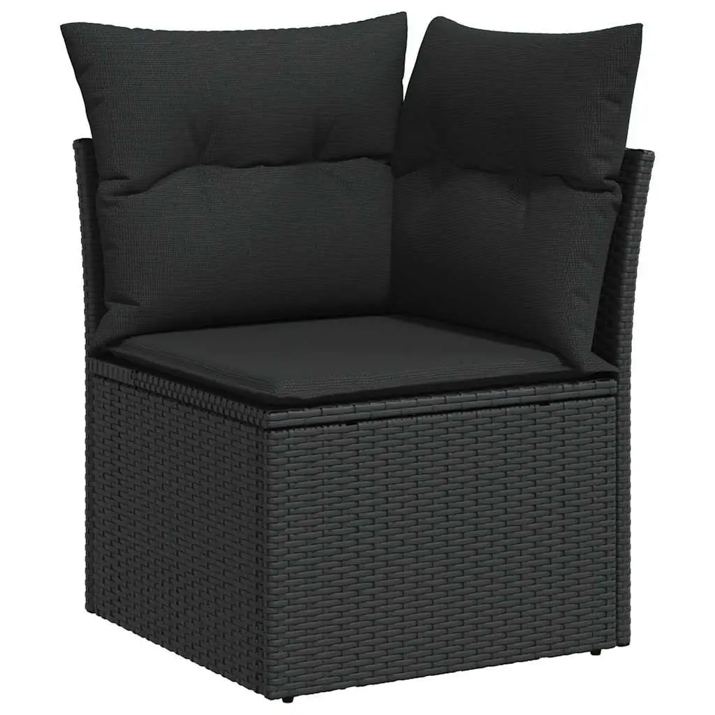 6 Piece Garden Sofa Set Outdoor Furniture Black Poly Rattan Patio Lounge with
