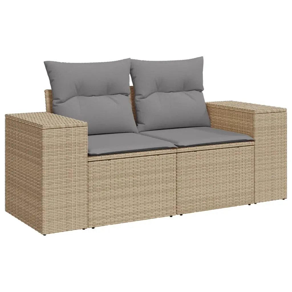 6 Piece Garden Sofa Set Outdoor Patio Furniture with Cushions Beige Poly Rattan