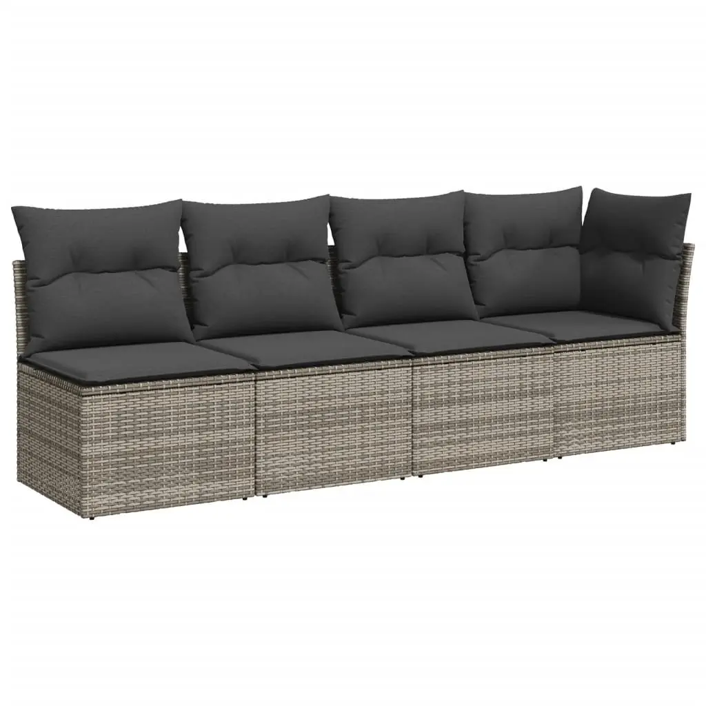 7 Piece Outdoor Garden Sofa Set Grey Poly Rattan with Cushions Patio Furniture