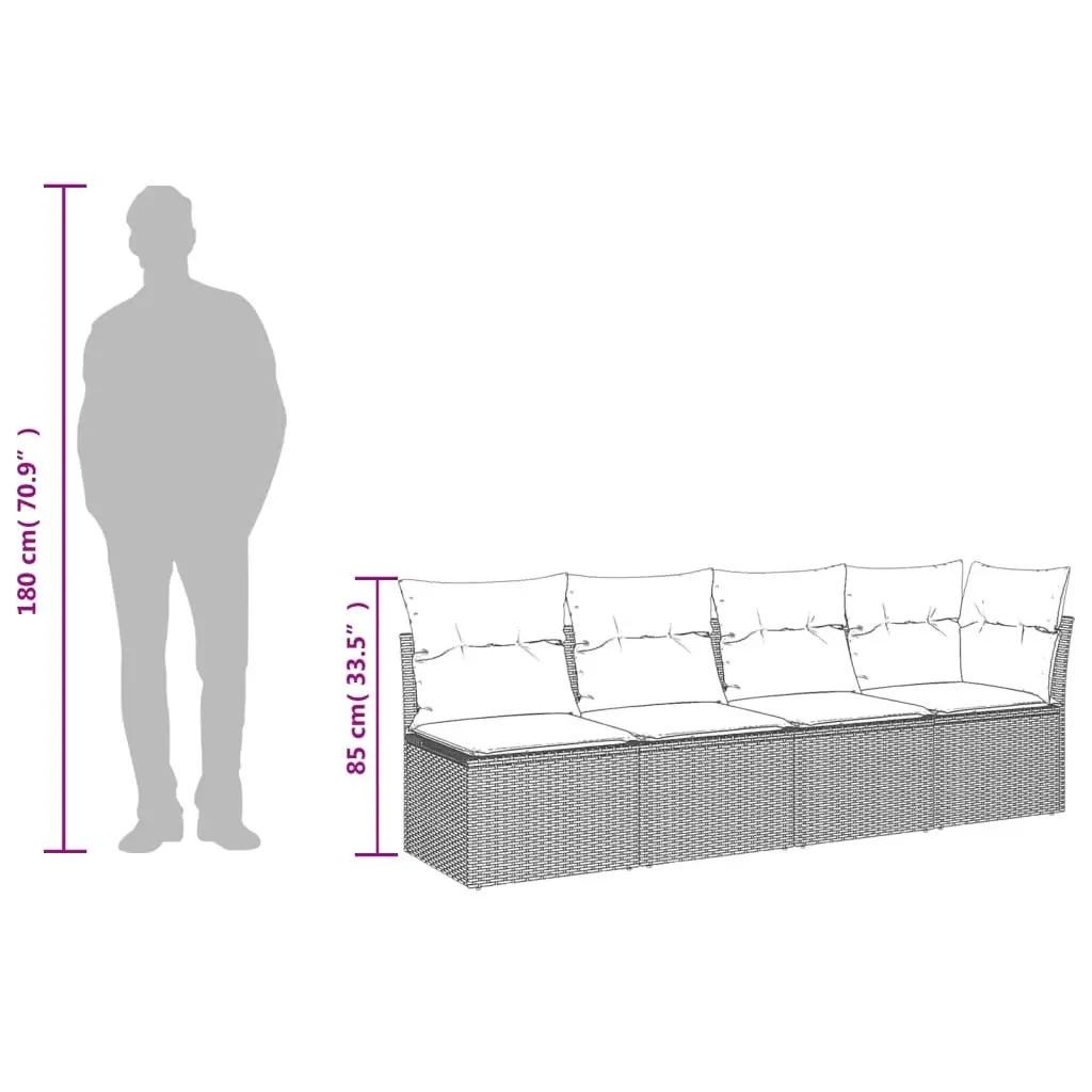 7 Piece Outdoor Garden Sofa Set with Cushions Grey Poly Rattan Patio Furniture