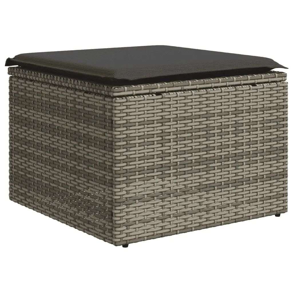 7 Piece Outdoor Garden Sofa Set Grey Poly Rattan Patio Furniture with Cushions