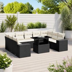 Garden Sofa Set 10 Piece Outdoor Furniture Patio Black Rattan Modular with