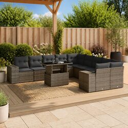 Garden Sofa Set 11 Piece Outdoor Furniture Grey Poly Rattan Patio Lounge