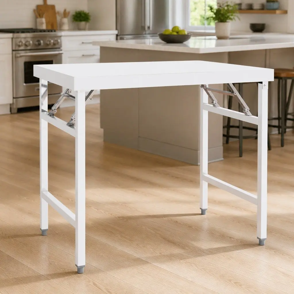Stainless Steel Folding Work Table 100x60x80cm Commercial Kitchen Prep Workbench
