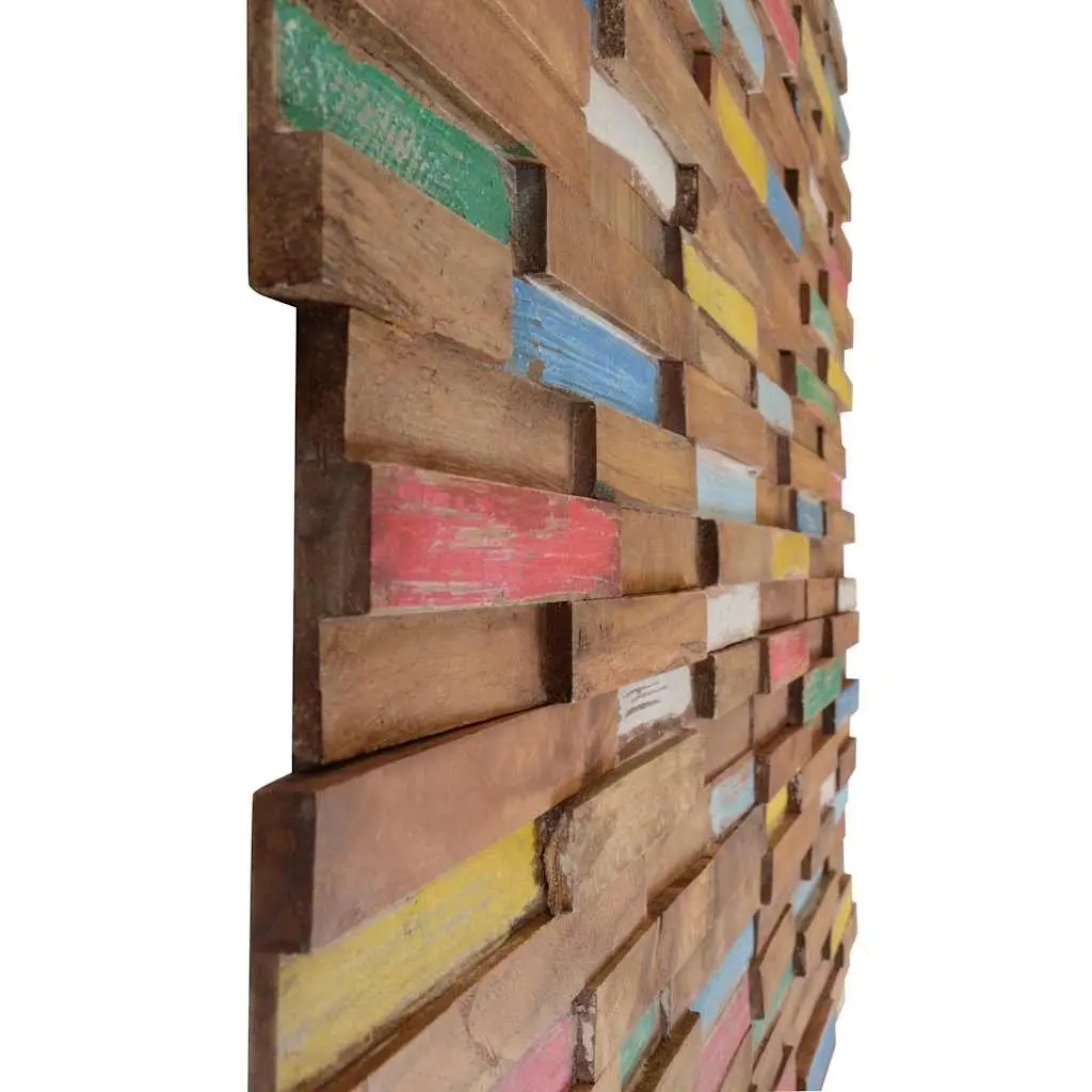 Wall Cladding Panels Solid Teak Wood Decorative 10 Piece Multicolour